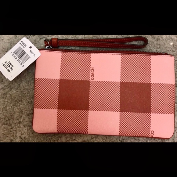 NWT Coach Pink Block Pattern Wristlet - Picture 3 of 6